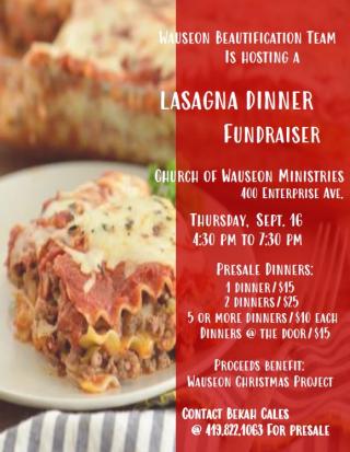 Lasagna Dinner Flyer