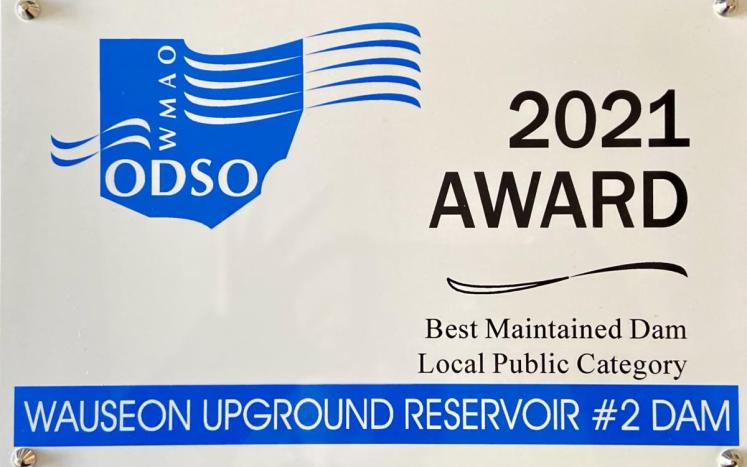 2021 Best Maintained Public Dam in the State of Ohio Award
